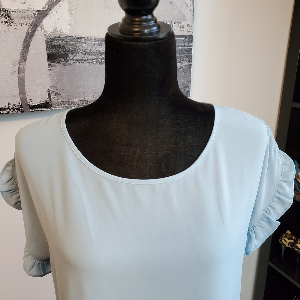 Loft - Petal Sleeve Mixed Media Top